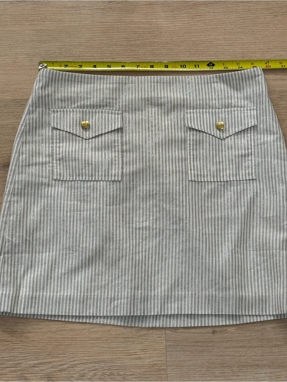 Striped Linen-Blend Patch-Pocket Mini A-Line Skirt